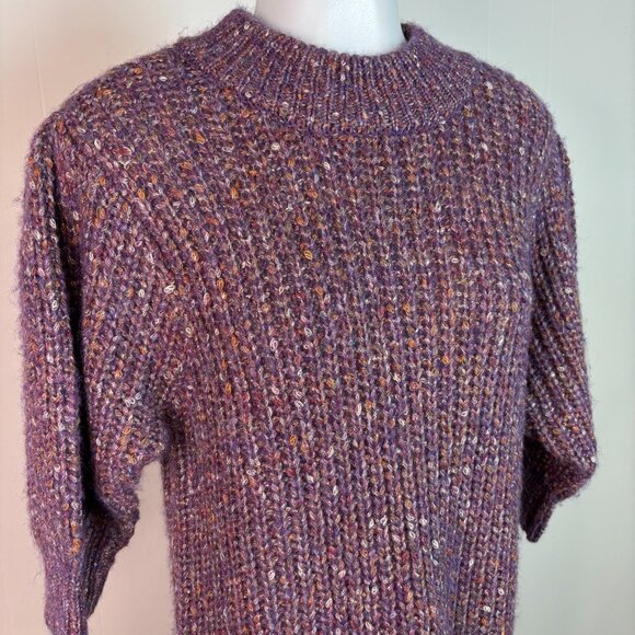 Maurices Sweater Large Purple Marled Metallic Crew Neck Pullover Holiday Sparkle - Picture 2 of 8